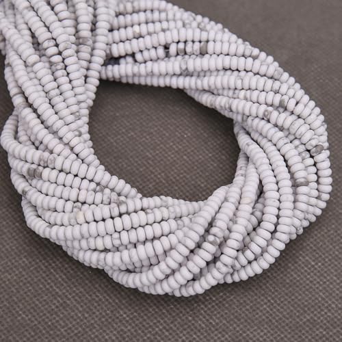 BONNY BOXX 1 Strand (150PCs) Natural 2 * 4mm Howlite Rondelle Beads, Natural Abacus Disk Stone Beads Loose Spacer Gemstone for DIY Bracelet Necklace Jewelry Making - color: Howlite, size: 2*4MM