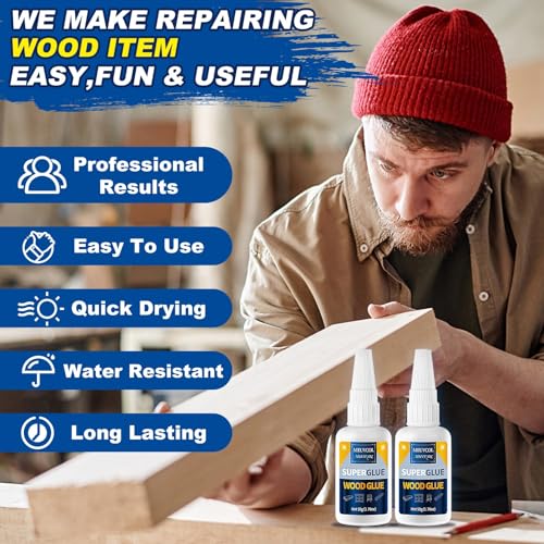 Meuvcol Extra Strong Wood Glue, 100g Fast Drying Clear Wood Adhesive for DIY Crafts, Heavy Duty Furniture Repair & Garden Projects - size: 100g, style: Wood Glue