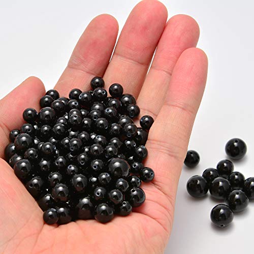 NCB 100pcs Original Natural Stone Beads Gemstone Round Loose Beads 6mm 8mm 10mm (Black Onyx Agate, 6mm 100Beads) - color: Black Onyx Agate, size: 6mm 100Beads
