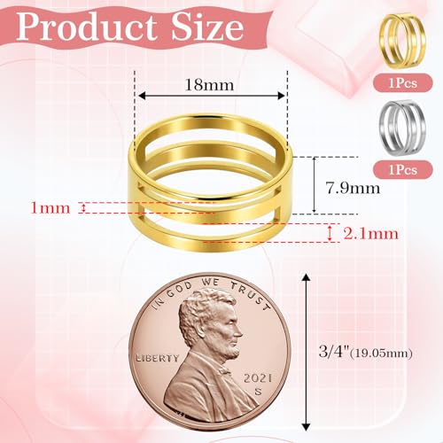 2 Pieces Jump Ring Opener Tool, Stainless Steel Split Connector Ring Opener and Closing Finger Tool for Jewelry Makers Craft Projects Supplies (17mm Sillver and Gold) - color: 17mm Silver+Gold 2pcs
