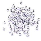 ToBeIT 800pcs Number Beads Acrylic Cube Bead Alphabet Square Letter Beads for DIY Key Chains Bracelets Necklace Jewelry Making (White-Black) - color: white-black
