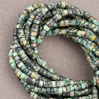 150PCs Natural African Turquoise Spacer Beads, Loose Semi Precious Flat Round Gemstone Heishi Disc Stone Beads for Beading Jewelry Making 4mm*2mm 38cm - color: African Turquoise, size: 4MM*2MM