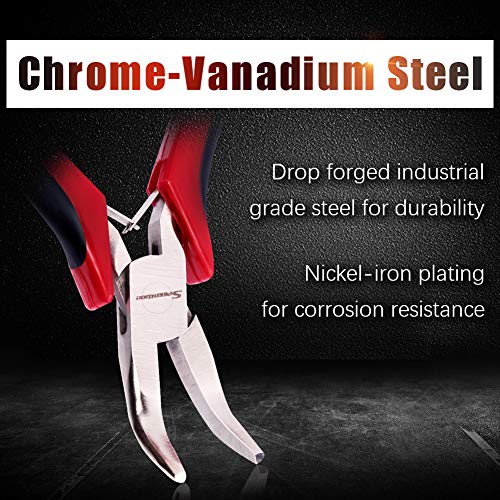 SPEEDWOX Mini Bent Nose Pliers for Jewelry Micro Chain Nose Small Functional Long Nose Pliers with Spring Professional Tool 45 Degrees Curved Chrome Vanadium Steel 4.5 Inches - style: Bent Nose Pliers