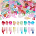 Beadthoven 120Pcs Transparent Glass Leaf Beads Mixed Color Leaf Shaped Crystal Beads Colorful Spring Summer Plant Bead Loose Gemstone Spacers for Jewelry Making DIY Bracelets Necklace Earrings Crafts - color: Leaf 2 styles
