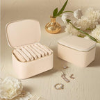 Travel Jewelry Case, Small Travel Jewelry Box with 8 Velvet Jewelry Bag Mini Pouch, Portable Travel Jewelry Organizer for Rings Earrings Necklaces (Beige 8 Pcs) - color: Beige 8 Pcs