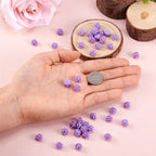 Beadthoven 50pcs Opaque Resin Rose Flower Beads MediumPurple Floral Flat Base Cabochons Embellishment for DIY Scrapbooking Jewelry Making 9x7mm Hole: 1mm - color: MediumPurple#9x7mm-50pcs
