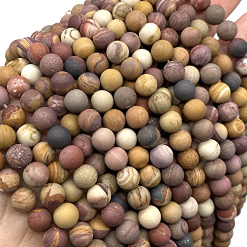 ABCGEMS Velvet-Matte-Finished American Sunset Mookaite Beads (Enhance The Stone's Inherent Texture and Nature Hues with a Non-Glare Aesthetic) Smooth Round 8mm (Non-Shiny) - color: Sunset Mookaite (From USA)