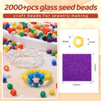 2000pcs Purple Glass Seed Beads, Colorful Tiny 4mm Beads for Jewelry Making, Beading Supplies. - color: Purple