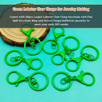 30Pcs Lobster Claw Clasps Keychain for Jewelry Making,Metal Lobster Clasp Swivel Trigger Clips with Swivel Clasps Hook Clips Flat Split Keychain Ring for DIY Craft Jewelry Making(Green) - color: Green