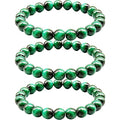 Handmade 8mm Beaded Bracelets For Men Protection Bracelet For Women Chakra Feng Shui Stretchy Handmade Lucky Money Stretchy Crystal Bracelets Best Gifts - color: Green Tiger 3PCS