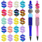 20Pcs Acrylic Dollar Sign Shape Focal Beads for Pens Colorful Prop Money Fancy Spacer Beads for DIY Craft Beadable Pens Keychains Bracelet Necklace Earrings - color: Dollar Sign