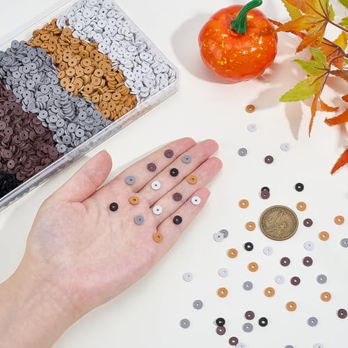 SUNNYCLUE 1 Box 3600pcs 6mm Brown Clay Beads Clay Spacer Beads Black Bronze White Polymer Flat Round Heishi Disc Slice Loose Spacers Bulk for Jewelry Making Supplies Adults Bracelets Adults Gifts - style: Style 6