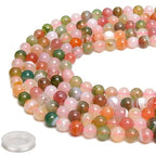 70PCS Natural 8MM Healing Gemstone, Yanyuan Agate Energy Stone Round Loose Beads, Semi-Precious Crystal Beads with Free Elastic String for Jewelry Making DIY - color: Yanyuan Agate