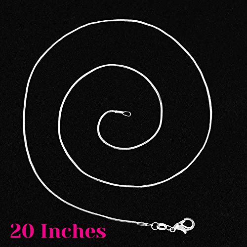 PAXCOO 30 Pack Bulk Necklace Chain Silver Plated Necklace Snake Chains for Jewelry Making, 1.2 mm (20 Inches) - size: 20 Inches