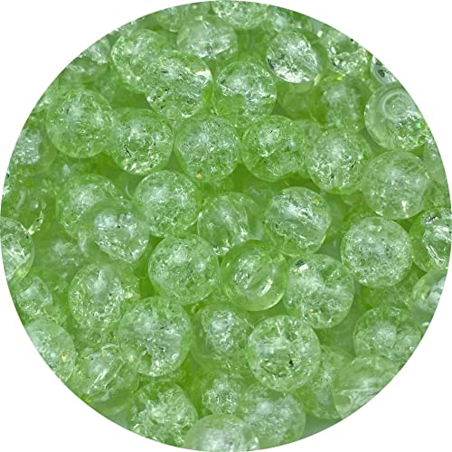 100pcs Crackle Glass Beads 8mm Round Crystal Glass Spacer Crafts Beads for Jewelry Making Necklace Bracelet Earrings DIY Crafts(Light Green) - color: Light Green, size: 8mm
