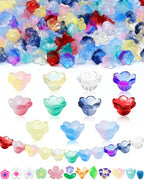FIVEIZERO 200PCS Glass Lily Bell Flower Beads, 11 Colors Trumpet Crystal Floral Bead Charms for Bracelets, Necklaces & DIY Jewelry Making - color: Glass Lily-of-the-Valley