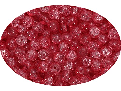 1050pcs Rose Crackle Glass Beads Handcrafted Round Lampwork Smooth Loose Beads for DIY Bracelet & Jewelry Making 6mm - color: rose#11, size: 6mm