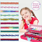 TingingYuli Friendship Bracelet Making Kit for Girls 8-12, DIY String Bracelet Maker with 3-Layer Storage Box, Arts and Crafts for Kids Ages 6-12, Easter Christmas Birthday Gift Set - color: Pink/Red