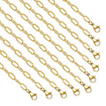 YOUBEIYEE 10 Pack Gold Plated Stainless Steel Necklace Chains Bulk Dainty Paperclip Chain Necklace for Women - color: Gold, size: 20inch (2.5x6.5mm)