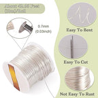 Pandahall 42.6 Feet Tarnish Resistant Copper Wire 21 Gauge Wire JewelryWire Beading Craft Wire for Jewelry Making (Silver)