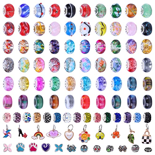 European Large Hole Beads Spacer Beads Charm Fairy Wands Beads Rhinestone Craft Beads for DIY Bracelet Jewelry Making (7 Style 150 Pieces) - color: 7 Style 150 Pieces