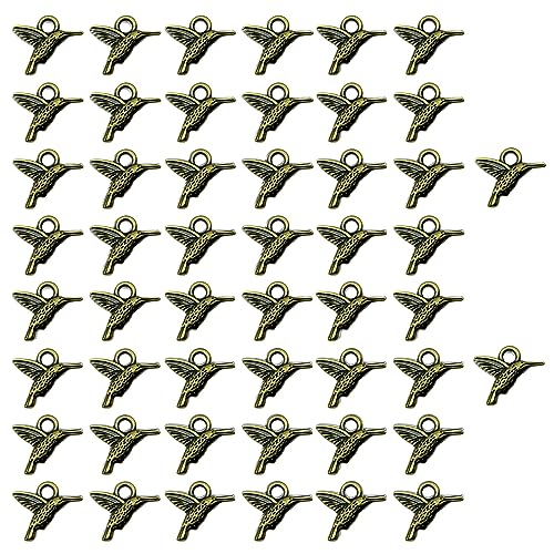 50PCS Small Hummingbird Charms Alloy Mini Hummingbird Charms 3D Animal Alloy Hummingbird Enamel Pendants for Earring Necklace Bracelet Keychain Jewelry Craft Making - color: Bronze