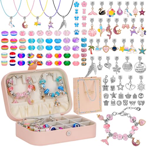Hysagtek Jewellery Making Kit - Bracelet Making Kit 120 Pcs DIY Women Charm Bracelet Making Bracelets for Women Beads Necklace kit Jewelry Making Charm Pendants Craft with Box - color: 120PCS-Rainbow