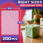 200 Pcs Heat Shrink Wrap Bags – 4x6 In Mother’s Day Cellophane Bags Compatible with Hair Dryer at Medium Temperature – Suitable for Packaging Small Items, Protects from Dust, Moisture, and Scratches - size: 1 count (Pack of 200)