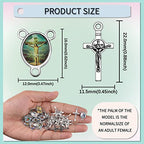 60Pcs/30Sets Rosary Making Kits Supplies Alloy Religion Cross and Center Medal Charms Pendant Oval Chandelier Links for Diy Prayer Necklace Jewelry - color: Antique Silver