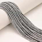 JM Design 1x2mm Silver Plated Hematite Faceted Rondelle Beads, 15.5''Strd Loose Energy Stone Spacer Beads for Jewelry Making Craft DIY Necklace Bracelet Earrings - color: Silver