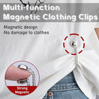 YOKUSHI 12 Pcs Multi-function Magnetic Clothing Clips with Chain, Shirt Ties Clip for Women, Magnets Pinless Buttons for Cardigan Hijab Cuff Hem Accessories (Colorful)