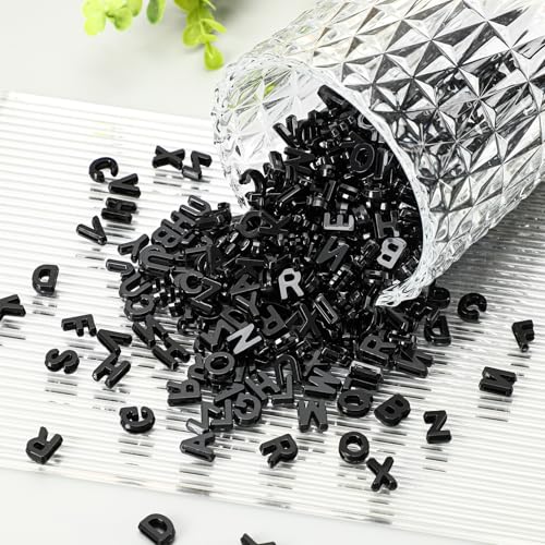 Augshy 700Pcs Large Letter Beads Black Plastic A-Z Mixed Alphabet Shape Beads for Jewelry Making Bracelets Necklaces Key Chains Shoelaces Crafts Party Decor(9x12mm) - style: Black Alphabet Style