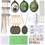 SUNNYCLUE DIY 3 Sets Embroidery Pendant Kit Embroidery Necklace Kits with Instructions Thread Needle Hoops Chains Cute Cat Themed Stitch Kit for Sweater Necklace Crafts Jewelry Making Beginner Starter - style: Cat
