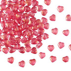 UR URLIFEHALL 100 Pcs Transparent Spray Painted Glass Beads with Glitter Powder Heart Spacer Cerise Beads for Jewelry Making DIY - color: 100pcs-6x6x4mm-cerise glitter heart glass beads