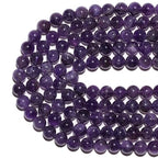 8mm Natural Amethyst Gemstone Beads Polished Round Smooth Stone Beads for Bracelets Jewelry Making 15inch Loose Beads - color: Amethyst, size: 8mm