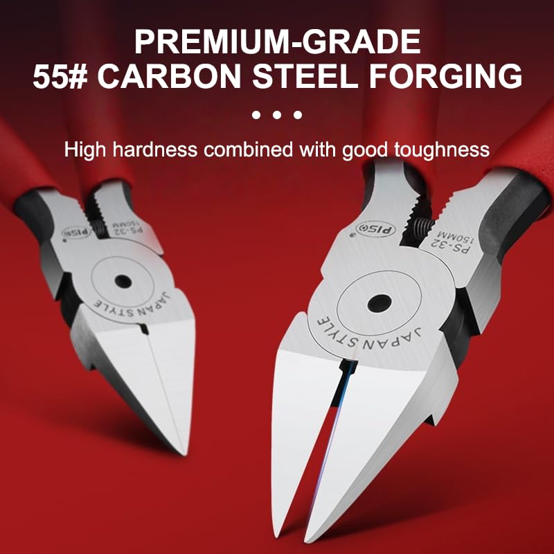 6-inch Wire Cutters, Carbon Steel Flush Diagonal Cutters Side Pliers with Non-Slip Grip Handle, Snips Wire Tool for Crafting, Jewelry Making, Electrical and Precision Cutting Needs