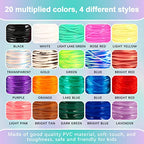 PP OPOUNT Lanyard String Kit, 20 Rolls Boondoggle String with Instruction for Beginners & 220 Beads, Lanyard Making Kit for DIY Bracelets, Key Chains and Lanyards, Summer Camp Crafts, Mother Day Gift - size: 196 Feet
