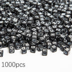 1000pcs Square Black Letter Beads Acrylic 6x6mm Cube Beads for Bracelets Necklaces and Jewelry Making Alphabet Bead - color: Black-White