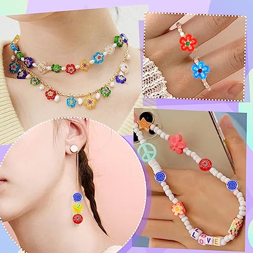 TOAOB 180pcs Assorted Lampwork Beads 8mm Glass Loose Spacer Beads for DIY Crafts Jewelry Making Bracelets Necklaces