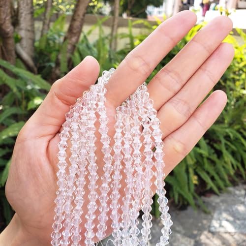 500pcs Czech 6mm (0.24 Inch) Faceted Bicone Crystal Glass Loose Beads Spacer Bulk Crystal Clear for DIY Craft Jewelry Making CCB601 - color: Crystal Clear, size: 6mm - 500pcs