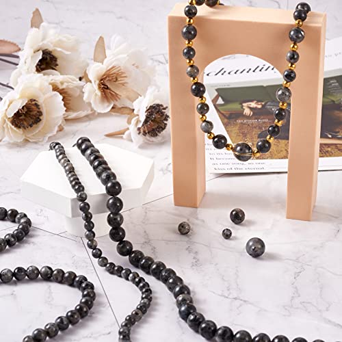 Craftdady 4 Strands Natural Gemstone Beads 6-12mm Undyed Black Labradorite Round Beads Loose Energy Healing Power Stone Beads for DIY Bracelets Necklaces Earrings Jewelry Crafts, About 178pcs - color: Black Labradorite