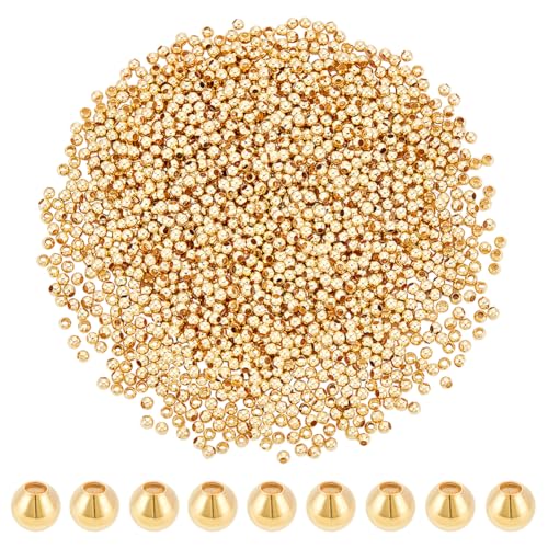 PH PandaHall 1830pcs 18K Gold Mini Seed Beads 2mm Seamless Smooth Long-Lasting Waist Metal Brass for Bikini Belly Chain Layered Bracelet Satellite Jewelry Making - size: 2mm
