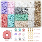 MIIIM Pastel Clay Beads Kit for Bracelets Making, Heishi Beads, Clay Charms and Gold Spacer for Jewelry Making, Friendship Bracelet Kit for Crafts, Concert, Raves, Gifts - color: Pastel