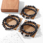 Natural Stone Bracelet 8mm Mens Black Beaded Bracelets Hematite Obsidian Onyx Lava Beads Bracelet Healing Crystal Bracelet for Men - style: Zircon Cylinder
