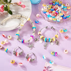 14mm 70pcs Glass European Beads: 7 Colors, Round, Craft Beads for DIY Jewelry Making - color: 70pcs- Gradient