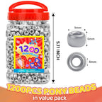 Praisebank Pony Beads, 1200pcs 6x9mm, Wholesale Beads, Bracelets Jewelry Making, Arts & Crafts(Silver) - color: Silver Color, size: Small Size