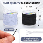 Elastic Cord 2 Rolls, 330 Feet, 1mm Sturdy Stretchy String, Elastic String for Bracelets, Beading, Necklaces, Jewelry Making, and Craft Supplies