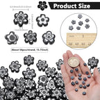 AHANDMAKER 112 Pcs Millefiori Lampwork Glass Loose Assorted Bead Flat Flower, Black Flower Beads, Daisy Floral Loose Glass Spacer Beads for DIY Necklace Bracelet Earring Jewelry Making
