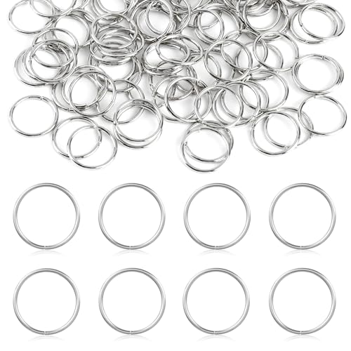 100 PCS Mini Open Jump Rings, Stainless Steel Open Jump Ring 10mm Thickness Round Connectors Small Key Rings O Ring Connectors for Jewelry for Jewelry Making Necklaces Bracelet Earring (Silver)