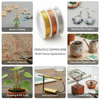 Copper Wire for Jewelry Making, 22 Gauge (0.6mm) 3Rolls 12Feet/Roll Jewelry Beading Wire & Essential Jewelry Making Supplies Premium Wires for DIY Jewelry Making, Crafts, Gardening (3rolls Set)